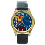 Cinco De Mayo Luchador Round Gold Metal Watch