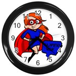 Redhead Super Mom Wall Clock (Black)