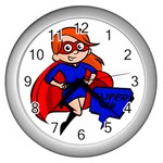 Redhead Super Mom Wall Clock (Silver)