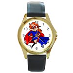 Redhead Super Mom Round Gold Metal Watch