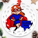 Redhead Super Mom Ornament (Round Filigree)