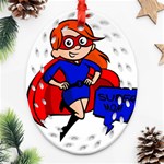 Redhead Super Mom Ornament (Oval Filigree)