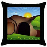 christ tomb Throw Pillow Case (Black)