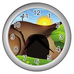 christ tomb Wall Clock (Silver)