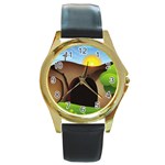 christ tomb Round Gold Metal Watch