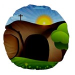 christ tomb Large 18  Premium Flano Round Cushion 