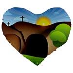 christ tomb Large 19  Premium Flano Heart Shape Cushion