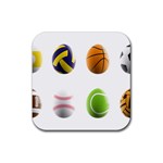 sports easter eggs Rubber Coaster (Square)