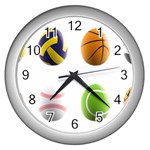 sports easter eggs Wall Clock (Silver)