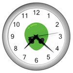 Emoji Aliens Wall Clock (Silver)