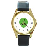 Emoji Aliens Round Gold Metal Watch