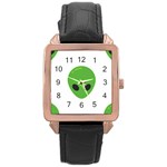 Emoji Aliens Rose Gold Leather Watch 