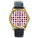 Lucha Libre Masks Round Gold Metal Watch