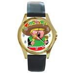 Cinco de Mayo trump Round Gold Metal Watch