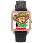 Cinco de Mayo trump Rose Gold Leather Watch 