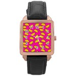 Pink Tacos Rose Gold Leather Watch 