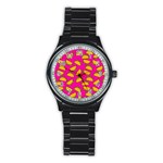 Pink Tacos Stainless Steel Round Watch