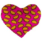 Pink Tacos Large 19  Premium Flano Heart Shape Cushion