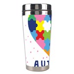 pink autism awareness Stainless Steel Travel Tumbler