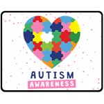 pink autism awareness Double Sided Fleece Blanket (Medium)