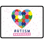 pink autism awareness Double Sided Fleece Blanket (Large)