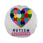 pink autism awareness Standard 15  Premium Flano Round Cushion 