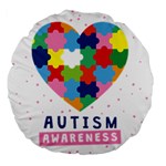 pink autism awareness Large 18  Premium Flano Round Cushion 