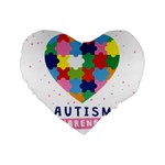 pink autism awareness Standard 16  Premium Flano Heart Shape Cushion 