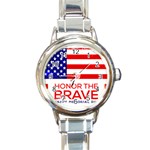 Memorial Day Grunge Round Italian Charm Watch