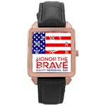 Memorial Day Grunge Rose Gold Leather Watch 