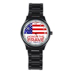 Memorial Day Grunge Stainless Steel Round Watch