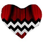 Black Lodge Chevron Large 19  Premium Heart Shape Cushion