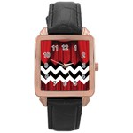 Black Lodge Chevron Rose Gold Leather Watch 