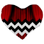 Black Lodge Chevron Large 19  Premium Flano Heart Shape Cushion