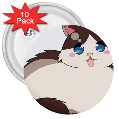 Ragdoll Cat for Life 3  Buttons (10 pack)  from ArtsNow.com Front