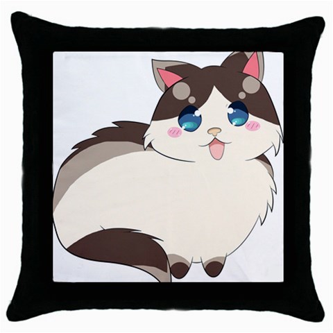 Ragdoll Cat for Life Throw Pillow Case (Black) from ArtsNow.com Front