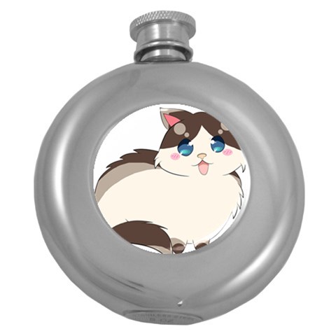 Ragdoll Cat for Life Round Hip Flask (5 oz) from ArtsNow.com Front