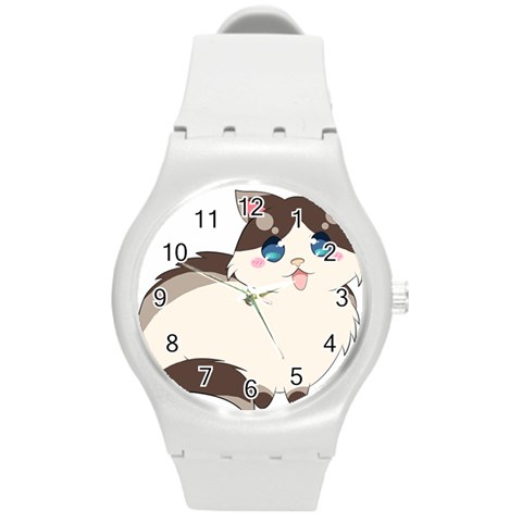 Ragdoll Cat for Life Round Plastic Sport Watch (M) from ArtsNow.com Front