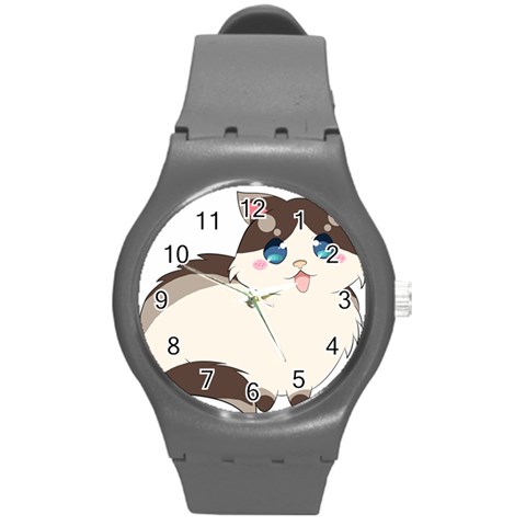 Ragdoll Cat for Life Round Plastic Sport Watch (M) from ArtsNow.com Front