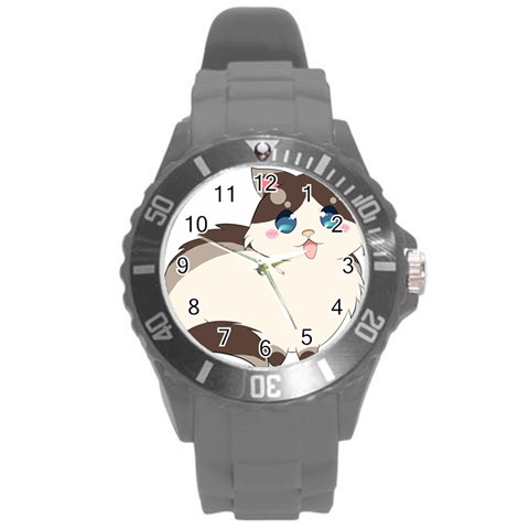 Ragdoll Cat for Life Round Plastic Sport Watch (L) from ArtsNow.com Front