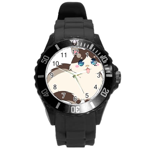 Ragdoll Cat for Life Round Plastic Sport Watch (L) from ArtsNow.com Front