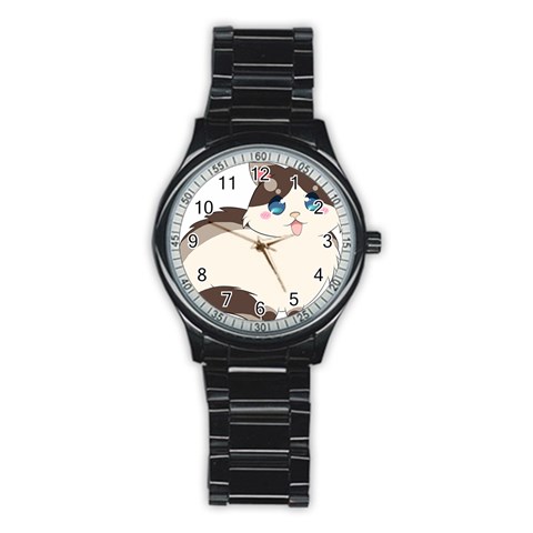 Ragdoll Cat for Life Stainless Steel Round Watch from ArtsNow.com Front