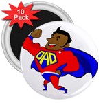 Fathers Day Black Super Dad 3  Magnet (10 pack)