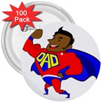 Fathers Day Black Super Dad 3  Button (100 pack)