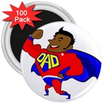 Fathers Day Black Super Dad 3  Magnet (100 pack)