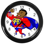 Fathers Day Black Super Dad Wall Clock (Black)