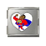 Fathers Day Black Super Dad Mega Link Heart Italian Charm (18mm)