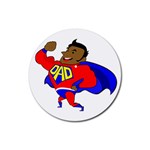 Fathers Day Black Super Dad Rubber Round Coaster (4 pack)