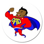 Fathers Day Black Super Dad Magnet 5  (Round)