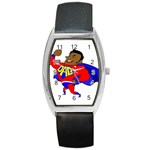 Fathers Day Black Super Dad Barrel Style Metal Watch